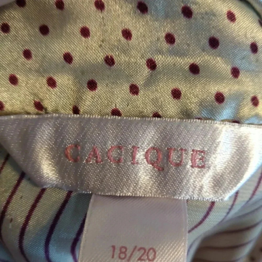 Cacique Women's Pajamas 2Pc Beige Maroon Stripes Sz L Drawstring - Picture 9 of 12